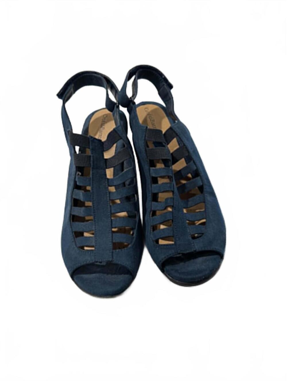 Croft and Barrow Navy Blue Strappy Block Heel Sandals Size 10 Medium